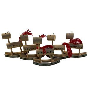 Vintage American Greetings 1985 Wood Rocking Horse Tree Ornaments Set of 5